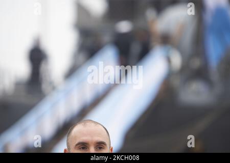 Le ministre argentin de l'économie, Martin Guzman, assiste à la cérémonie de livraison de la corvette â€œRobinsonâ€ARA qui a été soumise à un processus de réparation opérationnelle au chantier naval de Tandanor, à Buenos Aires, en Argentine 6 juillet 2021. (Photo de MatÃ­as Baglietto/NurPhoto) Banque D'Images