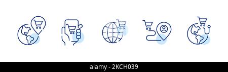 Expédition internationale, formulaire de livraison mondial en ligne. Icône de ligne de contour pixel Perfect, modifiable Illustration de Vecteur