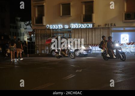 Les Italiens célèbrent la victoire de la demi-finale à Pise, en Italie, sur 6 juillet 2021. L'Italie a remporté la demi-finale contre l'Espagne et va à la finale des Championnats d'Europe de l'UEFA. (Photo par Enrico Mattia Del Punta/NurPhoto) Banque D'Images