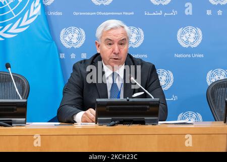 Exposé de presse de l'Ambassadeur Federico Villegas, Président du Conseil des droits de l'homme au Siège de l'ONU sur le 4 novembre 2022 Banque D'Images