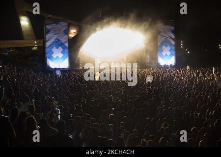 Thrid jour de CruÏIla, un festival de musique massive sans distance sociale, avec masque, et avec un test obligatoire d'antigène précédent, à Barcelone, Espagne, sur 10 juillet 2021. (Photo de Robert Bonet/NurPhoto) Banque D'Images