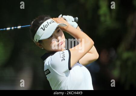 Bianca Pagdanganan, de la ville de Mandaluyong, Philippines, a remporté le tee 12th lors de la troisième partie du tournoi de golf classique du Marathon LPGA au Highland Meadows Golf Club de Sylvania, Ohio, États-Unis Samedi, 10 juillet 2021. (Photo par Amy Lemus/NurPhoto) Banque D'Images