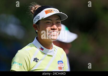 Bianca Pagdanganan, de la ville de Mandaluyong, Philippines, part du tee 12th lors de la troisième partie du tournoi de golf classique du Marathon LPGA au Highland Meadows Golf Club à Sylvania, Ohio, États-Unis Samedi, 10 juillet 2021. (Photo par Amy Lemus/NurPhoto) Banque D'Images