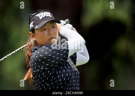 Mina Harigae, de Monterey, Californie, a remporté le match de 13th au cours de la troisième partie du tournoi de golf classique du Marathon LPGA au Highland Meadows Golf Club de Sylvania, Ohio, États-Unis Samedi, 10 juillet 2021. (Photo par Amy Lemus/NurPhoto) Banque D'Images