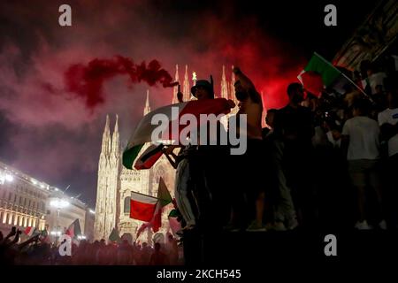 Célébrations de la victoire de l'Italie au Championnat d'Europe de football à Milan, Italie, sur 11 juillet 2021 (photo de Mairo Cinquetti/NurPhoto) Banque D'Images