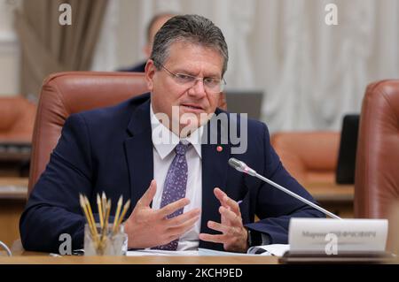 Diplomate et homme politique slovaque au poste de vice-président de la Commission européenne pour les relations interinstitutionnelles Maroš Šef?ovi? À Kiev, Ukraine, 13 juillet 2021. (Photo par Sergii Kharchenko/NurPhoto) Banque D'Images