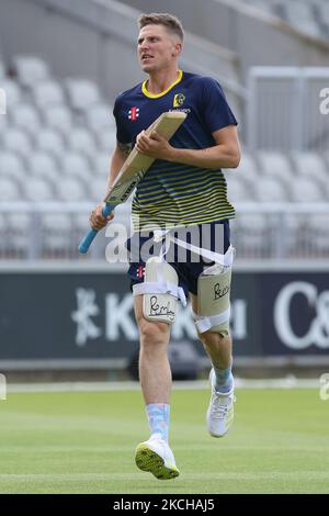 Brydon Carse, de Durham, vu avant le match de Blast T20 de Vitality entre Lancashire et le Durham County Cricket Club à Old Trafford, Manchester, le vendredi 16th juillet 2021. (Photo de will Matthews/MI News/NurPhoto) Banque D'Images