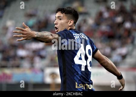 Martin Satriano du FC Internazionale gestes pendant le match d'avant-saison entre Lugano et le FC Internazionale au stade Cornaredo sur 17 juillet 2021 à Lugano, Suisse. (Photo de Giuseppe Cottini/NurPhoto) Banque D'Images