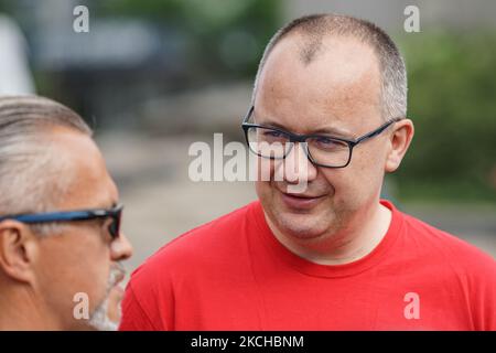 Ancien Médiateur polonais, Commissaire aux droits de l'Homme Adam Bodnar retiré de l'offie par le politisé et entièrement soumis à l'actuel gouvernement la Cour constitutionnelle est vu à Gdansk, Pologne le 17 juillet 2021, Bodnar participe à l'événement Tour de la Constitution pour la promotion de la constitution polonaise et pour la restauration de l'état de droit dans un Parlement dirigé par le gouvernement autoritaire de droit et de justice (PiS) (photo de Michal Fludra/NurPhoto) Banque D'Images