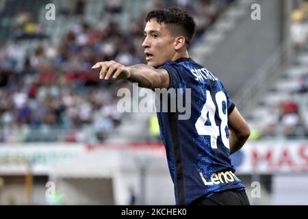 Martin Satriano du FC Internazionale gestes pendant le match d'avant-saison entre Lugano et le FC Internazionale au stade Cornaredo sur 17 juillet 2021 à Lugano, Suisse. (Photo de Giuseppe Cottini/NurPhoto) Banque D'Images