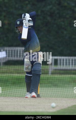 Cameron Bancroft de Durham chauves-souris lors de la séance d'entraînement et de moustiquaires de Durham avant le match de la coupe Royale de Londres avec Kent au terrain du comté de Beckenham, le mercredi 21st juillet 2021. (Photo de will Matthews/MI News/NurPhoto) Banque D'Images