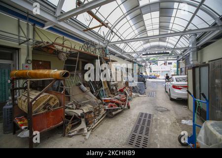 Une vue de la rue vide du marché au marché de Geumbit à Geumsan Gun, Corée du Sud sur 22 juillet 2021. Les nouveaux cas quotidiens de coronavirus en Corée du Sud ont atteint jeudi un nouveau sommet de plus de 1 800 personnes avec des infections massives d'une unité navale à virus, tandis que les autorités sont de plus en plus enclines à étendre les restrictions les plus sévères sur les virus dans la région élargie de Séoul, sans aucun signe de fin de vie. (Photo de Seung-il Ryu/NurPhoto) Banque D'Images