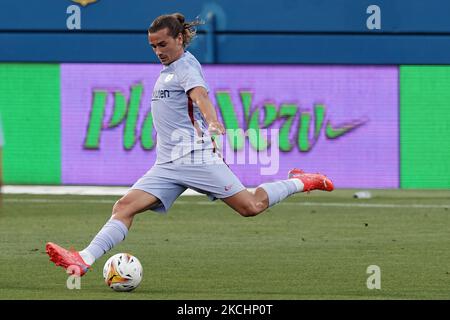 Antoine Griezmann, de Barcelone, qui a tiré au but lors du match amical d'avant-saison entre le FC Barcelone et le FC Gérone à Estadi Johan Cruyff sur 24 juillet 2021 à Barcelone, en Espagne. (Photo de Jose Breton/Pics action/NurPhoto) Banque D'Images