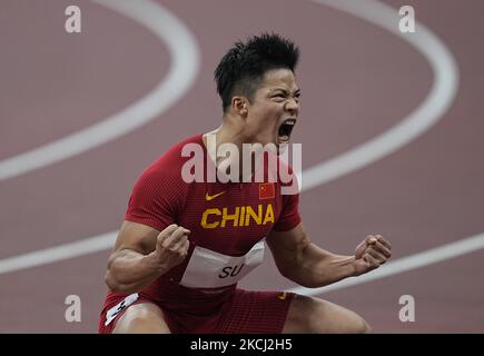 Bingtian su pendant 100 mètres pour les hommes aux Jeux Olympiques de Tokyo, au stade olympique de Tokyo, Tokyo, Japon sur 1 août 2021. (Photo par Ulrik Pedersen/NurPhoto) Banque D'Images