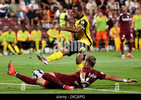 Meschack Elia essayant de marquer pendant CFR Cluj vs BSC Young Boys, UEFA Champions League, Dr. Constantin Radulescu Stadium, Cluj-Napoca, Roumanie, 3 août 2021 (photo de Flaviu Buboi/NurPhoto) Banque D'Images