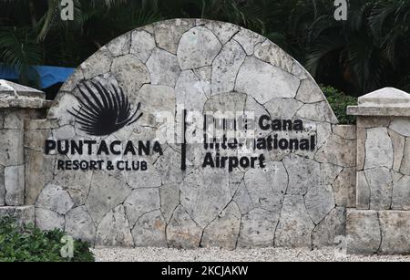 Panneau à l'aéroport international de Punta Cana en République dominicaine. (Photo de Creative Touch Imaging Ltd./NurPhoto) Banque D'Images