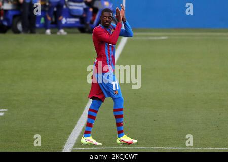 Ousmane Dembele lors de la présentation de l'équipe du FC Barcelone pour la saison 2021-22, le 08th août 2021, à Barcelone, Espagne. (Photo de Joan Valls/Urbanandsport/NurPhoto) Banque D'Images