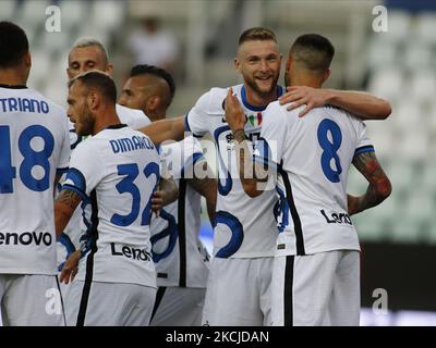 Inter équipe lors du match d'avant-saison entre Parme Calcio et le FC Internazionale au Stadio Ennio Tardini sur 08 août 2021 à Parme, Italie. (Photo de Loris Roselli/NurPhoto) Banque D'Images