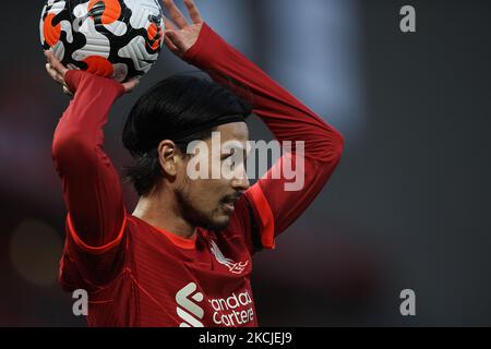 Takumi Minamino de Liverpool pendant le match amical d'avant-saison entre le FC Liverpool et CA Osasuna à Anfield sur 9 août 2021 à Liverpool, en Angleterre. (Photo de Jose Breton/Pics action/NurPhoto) Banque D'Images