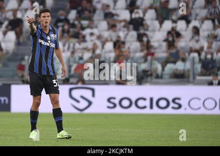 Matteo Pessina d'Atalanta BC gestes pendant au match amical d'avant-saison entre Juventus et Atalanta BC au stade Allianz sur 14 août 2021 à Turin, Italie. (Photo de Giuseppe Cottini/NurPhoto) Banque D'Images