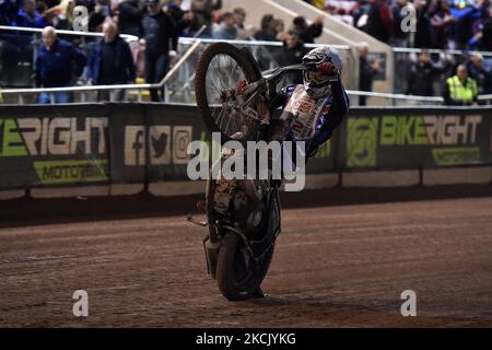 Adam Ellis pendant les finales de Sports Insure British Speedway au National Speedway Stadium, Manchester, le lundi 16th août 2021. (Photo d'Eddie Garvey/MI News/NurPhoto) Banque D'Images