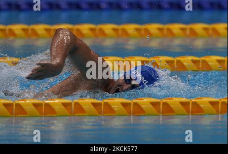 Francesco Bocciardo, d'Italie, a gagné l'or lors de la natation au Tokyo Paraolympics, centre aquatique de Tokyo, Tokyo, Japon sur 25 août 2021. (Photo par Ulrik Pedersen/NurPhoto) Banque D'Images