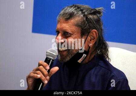 L'ancien joueur de cricket et golfeur indien Kapil Dev parle lors d'une conférence de presse organisée par le parcours de golf professionnel de l'Inde (PGTI) à New Delhi, Inde sur 26 août 2021. (Photo de Mayank Makhija/NurPhoto) Banque D'Images