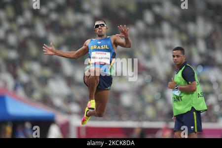 Ricardo Costa de Oliveira du Brésil à long saut en athlétisme aux Jeux paralympiques de Tokyo, au stade olympique de Tokyo, à Tokyo, au Japon sur 27 août 2021. (Photo par Ulrik Pedersen/NurPhoto) Banque D'Images