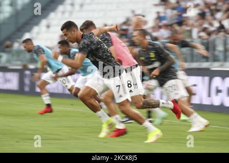 Manchester United ont confirmé que Cristiano Ronaldo est parvenu à un accord pour re-signer le Portugal Cristiano Ronaldo de Juventus, à Manchester, en Angleterre, sur 27 août 2021. - PHOTO DU FICHIER: Cristiano Ronaldo de Juventus en action avant le match amical d'avant-saison entre Juventus et Atalanta BC au stade Allianz sur 14 août 2021 à Turin, Italie. (Photo de Giuseppe Cottini/NurPhoto) (photo de Giuseppe Cottini/NurPhoto) Banque D'Images