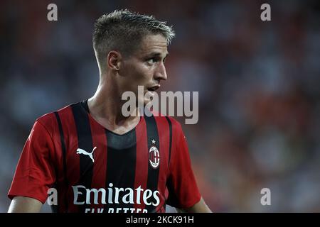 Andrea Conti de Milan pendant le match amical d'avant-saison entre Valencia CF et AC Milan à Estadi de Mestalla sur 4 août 2021 à Valence, Espagne. (Photo de Jose Breton/Pics action/NurPhoto) Banque D'Images