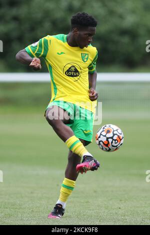 Jonathan Rowe, de Norwich City, en action lors du match Premier League 2 entre Sunderland et Norwich City à l'Académie de lumière de Sunderland, Royaume-Uni, le 27th août 2021. (Photo de will Matthews/MI News/NurPhoto) Banque D'Images