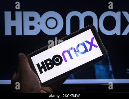 Illustration photo du logo HBO à Tehatta, Bengale-Occidental, Inde, le 9 août 2021. Avec l'augmentation rapide de la demande de contenu OTT en Inde, Warner Bros s'est fixé pour offrir son service de streaming vidéo à la demande, HBO Max, en Inde. HBO Max a été lancé aux États-Unis l'année dernière au mois de mai et a depuis recueilli 40,6 millions d'abonnés payants. (Photo Illustration de Soumyabrata Roy/NurPhoto) Banque D'Images