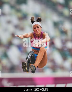 Beatriz Hatz de l'athlétisme aux Jeux paralympiques de Tokyo, au stade olympique de Tokyo, à Tokyo, au Japon, sur 28 août 2021. (Photo par Ulrik Pedersen/NurPhoto) Banque D'Images