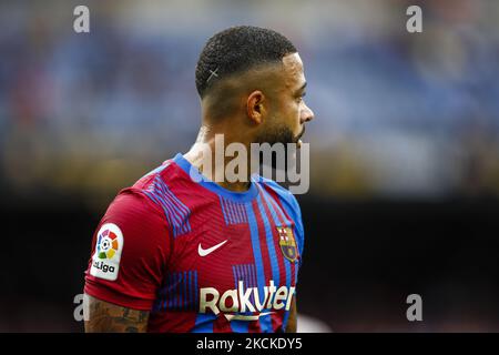 09 Memphis Depay du FC Barcelone pendant le match de la Liga Santader entre le FC Barcelone et Getafe CF au stade Camp Nou sur 29 août 2021 à Barcelone. (Photo par Xavier Bonilla/NurPhoto) Banque D'Images