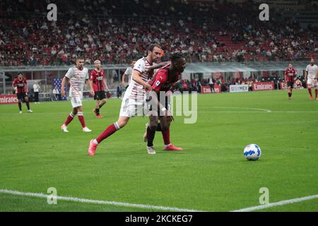 Rafael Leao de l'AC Milan en action pendant la série Un match entre l'AC Milan et Cagliari Calcio, sur 29 août 2021, Milan, Italie (photo de Mairo Cinquetti/NurPhoto) Banque D'Images