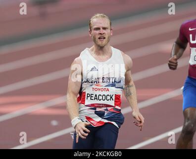 Jonnie Peacock, de Grande-Bretagne à 100m ans pendant l'athlétisme aux Jeux paralympiques de Tokyo, au stade olympique de Tokyo, à Tokyo, au Japon, sur 30 août 2021. (Photo par Ulrik Pedersen/NurPhoto) Banque D'Images