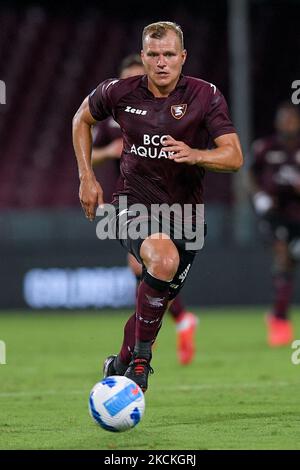 Pawel Jaroszynski des États-Unis Salernitana 1919 pendant la série Un match entre les États-Unis Salernitana 1919 et EN TANT que Roma au Stadio Arechi, Salerno, Italie, le 29 août 2021. (Photo de Giuseppe Maffia/NurPhoto) Banque D'Images