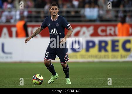 Marco Verratti du PSG lors de la Ligue 1 Uber Eats match entre Reims et Paris Saint Germain au Stade Auguste Delaune sur 29 août 2021 à Reims, France. (Photo de Jose Breton/Pics action/NurPhoto) Banque D'Images