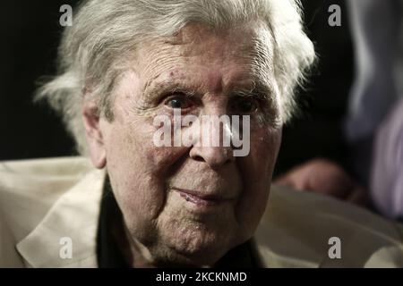Photo du compositeur grec Mikis Theodorakis, prise sur 24 juin 2019 au stade panathénaïque d'Athènes lors d'un concert de musique en son honneur. Mikis Theodorakis est décédé aujourd'hui sur 2 septembre 2021 à l'âge de 96 ans (photo de Panayotis Tzamaros/NurPhoto) Banque D'Images
