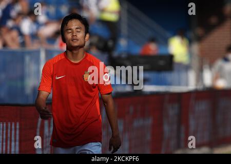 Takefusa Kubo de Majorque réagit pendant le match de la Liga Santander entre Deportivo Alaves et le RCD Mallorca à l'Estadio de Mendizorroza sur 21 août 2021 à Vitoria-Gasteiz, Espagne. (Photo de Jose Breton/Pics action/NurPhoto) Banque D'Images