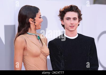 Timothée Chalamet et Zendaya assistent au tapis rouge du film 'Dune' lors du Festival international du film de Venise 78th sur 03 septembre 2021 à Venise, en Italie. (Photo de Matteo Chinellato/NurPhoto) Banque D'Images