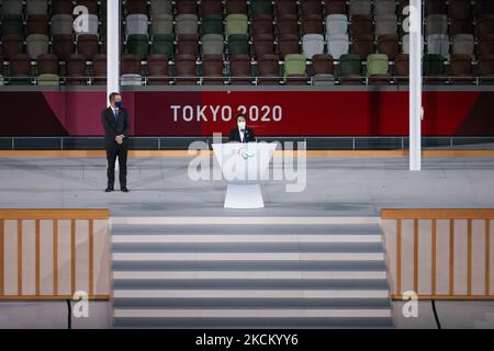 La cérémonie de clôture des Jeux paralympiques de Tokyo de 2020 s'est tenue au stade olympique sans public, à Tokyo, au Japon, sur 5 septembre 2021. Les seuls spectateurs admis étaient la délégation d'équipe (athlètes et officiels d'équipe), les parties prenantes aux Jeux et les invités d'honneur et environ 2 250 membres des médias. (Photo de Mauro Ujetto/NurPhoto) Banque D'Images