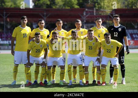 David Miculescu, Vladimir Sreciu, Valentin Ticu, Alexandru Georgescu, Bogdan Racovitan, Alexandru Tirlea, Dragos Albu, Alexandru Cimpanu, Claudiu Petrila, Cristian Dumitru pendant le match test entre la Roumanie U21 v FC Buzau, joué à Bucarest, Roumanie, samedi 04 septembre 2021. (Photo par Alex Nicodim/NurPhoto) Banque D'Images