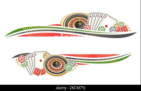 Bordure vectorielle pour le pari avec espace de copie pour le texte, invitation avec l'illustration de roulette roue, étoiles décoratives et floriches, casino coloré co Illustration de Vecteur