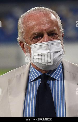 Aurelio de Laurentiis Président de SSC Napoli pendant la série Un match entre SSC Napoli et Juventus FC au Stadio Diego Armando Maradona Naples Italie le 11 septembre 2021. (Photo de Franco Romano/NurPhoto) Banque D'Images