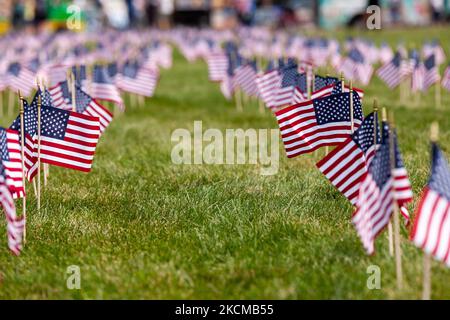 2 977 drapeaux américains décorent le centre commercial national du Capitole, un pour chaque victime des attaques du Centre mondial du commerce de 11 septembre. (Photo d'Allison Bailey/NurPhoto) Banque D'Images
