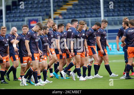 Les joueurs d'Édimbourg photographiés avant le match de rugby d'avant-saison entre Edinburgh Rugby et Newcastle Falcons au stade de rugby d'Édimbourg, Murrayfield, Édimbourg, le samedi 11th septembre 2021. (Photo de Chris Lishman/MI News/NurPhoto) Banque D'Images