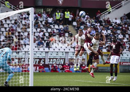 Torino Forward Antonio Sanabria (19) marque son but du faire 1-0 pendant la série Un match de football n.3 TORINO - SALERNITANA sur 12 septembre 2021 au Stadio Olimpico Grande à Turin, Piémont, Italie. Résultat final: Torino-Salerntana 4-0. (Photo de Matteo Bottanelli/NurPhoto) Banque D'Images