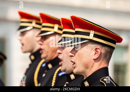 Un quatuor de la bande de l'armée américaine (« Pershing's Own ») chante lors d'une cérémonie au Capitole en souvenir des victimes des attaques de 11 septembre. (Photo d'Allison Bailey/NurPhoto) Banque D'Images