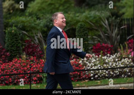 LONDRES, ROYAUME-UNI - 15 SEPTEMBRE 2021 : le ministre d'État au Cabinet Office Lord Frost quitte 10 Downing Street alors que le Premier ministre britannique Boris Johnson dirige une nouvelle équipe ministérielle sur 15 septembre 2021 à Londres, en Angleterre. (Photo de Wiktor Szymanowicz/NurPhoto) Banque D'Images